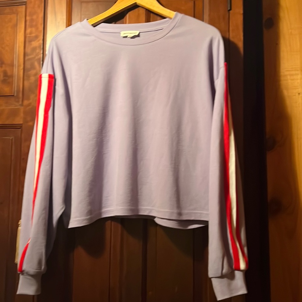 Dance & Marvel Lavender Sweatshirt with Red Stripes